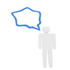 3d man with talk bubbles isolated over a white background. 3d rendering.