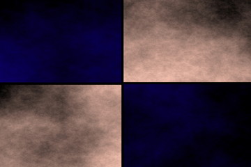 Black background with dark blue and vanilla colored rectangles