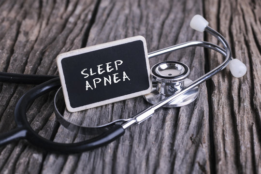 Medicine concept. Blackboard with word SLEEP APNEA 