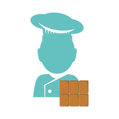 Chef and coockie icon. Bakery food and shop theme. Isolated design. Vector illustration