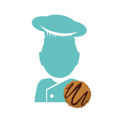 Chef and coockie icon. Bakery food and shop theme. Isolated design. Vector illustration
