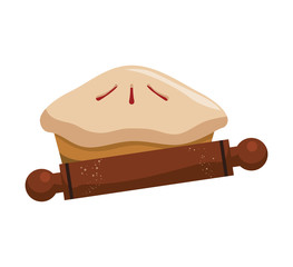 Cake and rolling pin icon. Bakery food and shop theme. Isolated design. Vector illustration