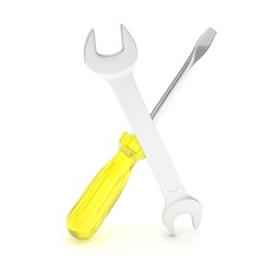 3D Illustration Wrench and screwdriver, service concept