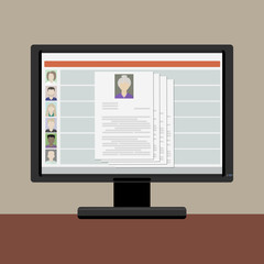 View resume on a computer monitor , the choice on the internet e