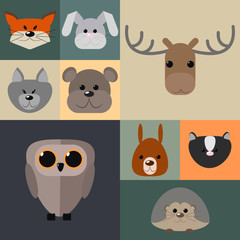 Animals of the forest , a set of different animals of the forest
