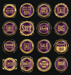 Golden retro vintage labels collection
