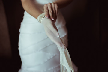 white wedding dress the bride in the morning