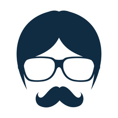 man face with mustache and glasses. hipster fashion lifestyle. vector illustration