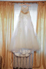 white wedding dress the bride in the morning