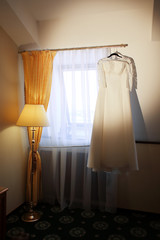 white wedding dress the bride in the morning