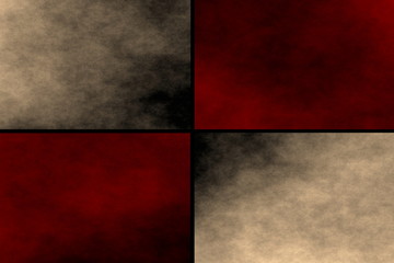 Black background with red and vanilla colored rectangles