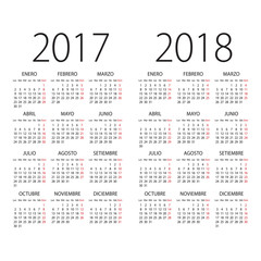 2017 and 2018 years Spanish vector calendar. - 120114479