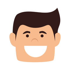 avatar man cartoon smiling with black hair. vector illustration 