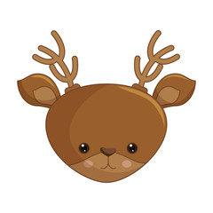 kawaii cartoon cute brown deer with horns. vector illustration