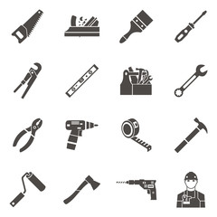 Work Tools Icon Set In Black