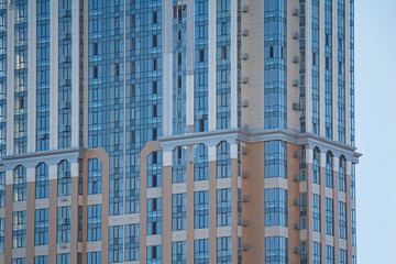 Glass facade of a modern apartment building