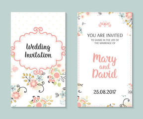 Fototapeta premium Romantic vector cards template
