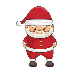 happy santa claus smiling kawaii cartoon with red hat. vector illustration