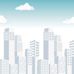 urban city landscape with tower buildings and sky  blue. vector illustration