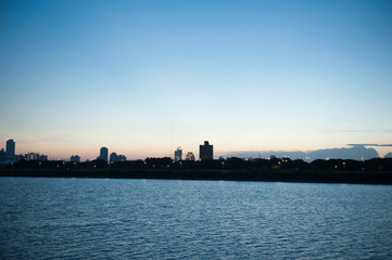 Naklejka premium Multicolored defocused lights in the city at night
