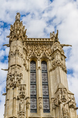 Fototapeta premium Saint-Jacques Tower (Tour Saint-Jacques). Rivoli street, Paris.