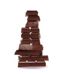 chocolate bars isolated on white background