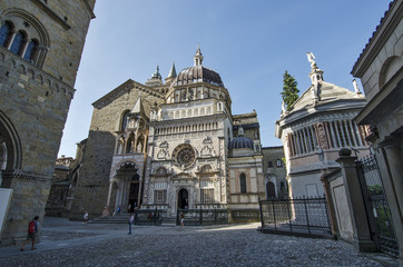 Naklejka premium Bergamo Duomo Square and Colleoni Chapel Baptistry