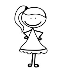 little girl cute character vector illustration design