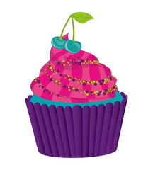 delicious cupcake sweet pastry vector illustration design