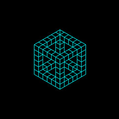 geometry minimal logo concept, cube vector logo template