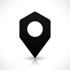 Black hexagon map pin sign blank location icon