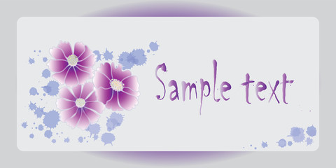 Poster design with purple flowers. Vector image for presentations, postcards, banners
