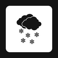 Cloud and snowflakes icon in simple style on a white background vector illustration