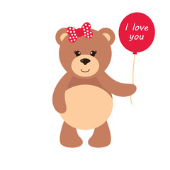 cartoon bear girl with balloon