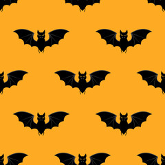 Halloween pattern with bats. Seamless halloween background. Happy Halloween concept illustration