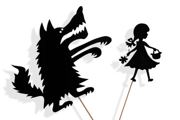 Little Red Riding Hood and Big Bad Wolf shadow puppets
