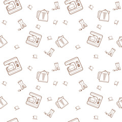 Seamless pattern vector kitchen icons in the style of line art. Background in the style of the kitchen line art.