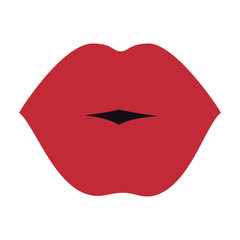 mouth with red lips sensual sexy expression cartoon. vector illustration