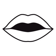mouth with lips sensual sexy expression. silhouette vector illustration