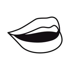 mouth with lips sensual sexy expression. silhouette vector illustration