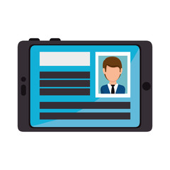 smartphone with a male identification card. personal id information. vector illustration