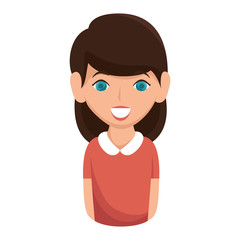avatar woman cartoon smiling and wearing pink shirt. vector illustration
