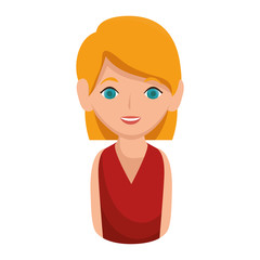 avatar woman cartoon smiling and wearing red shirt. vector illustration