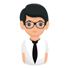 avatar man cartoon wearing a black tie. vector illustration