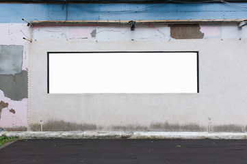 Large blank billboard on a street wall, banners with room to add your own text