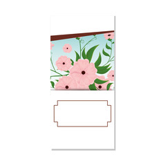 vintage flowers decoration with green leaves invitation card. vector illustration