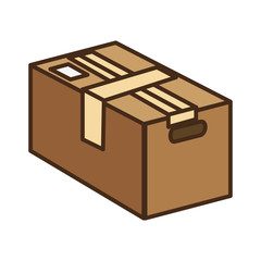 box carton packing with adhesive tape. delivery and shipping service. vector illustration