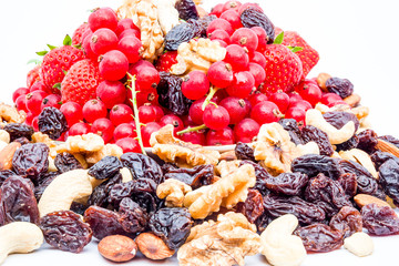Red currant and strauberry and nuts