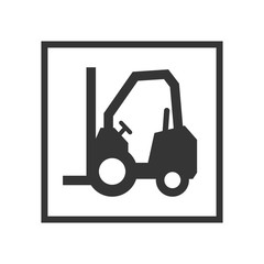 Naklejka premium lift truck sign. lifting and cargo service. vector illustration