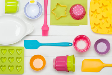 Bakery And Cooking Tools. Silicone Moulds, Cupcake Cases. Measur